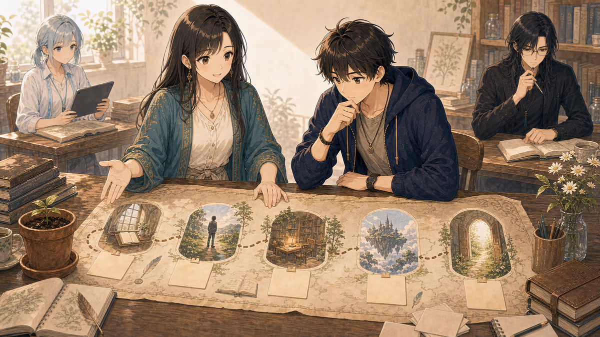 小説の書き方は独学で学べる？の内容をイメージした創作アトリエの挿絵
