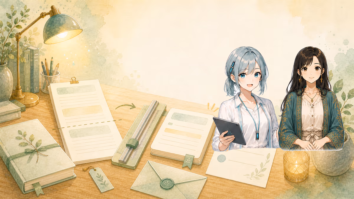 あらすじの書き方の内容をイメージした創作アトリエの挿絵