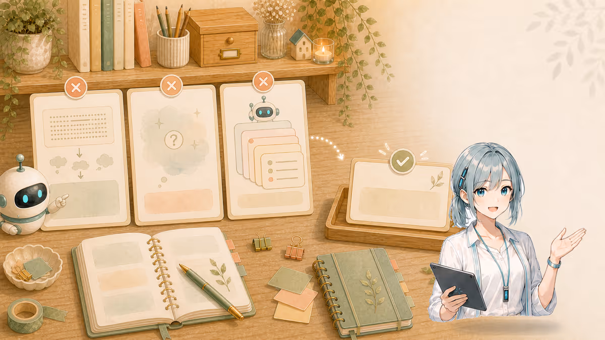 ミラが説明しすぎ、抽象すぎ、AI丸投げのタイトル候補を見分ける創作アトリエの挿絵